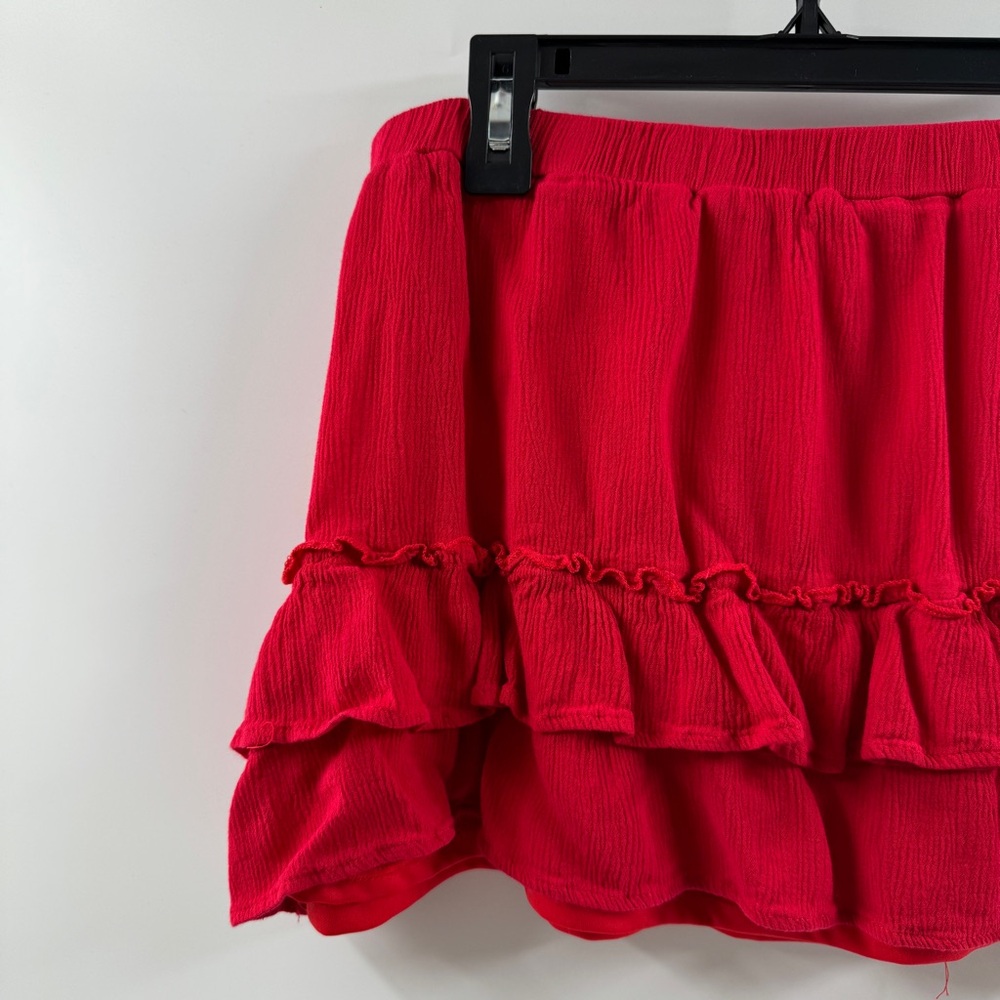 Urban Heritage Red Ruffle Mini Skirt Size Medium - Picture 2 of 5